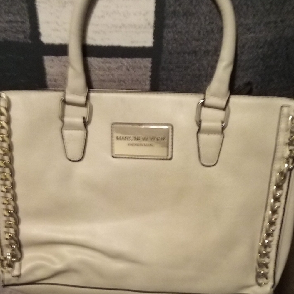 Marc New York Ivory Tote with Chain Detail